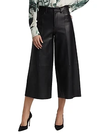 Leather High-Rise Crop Pants