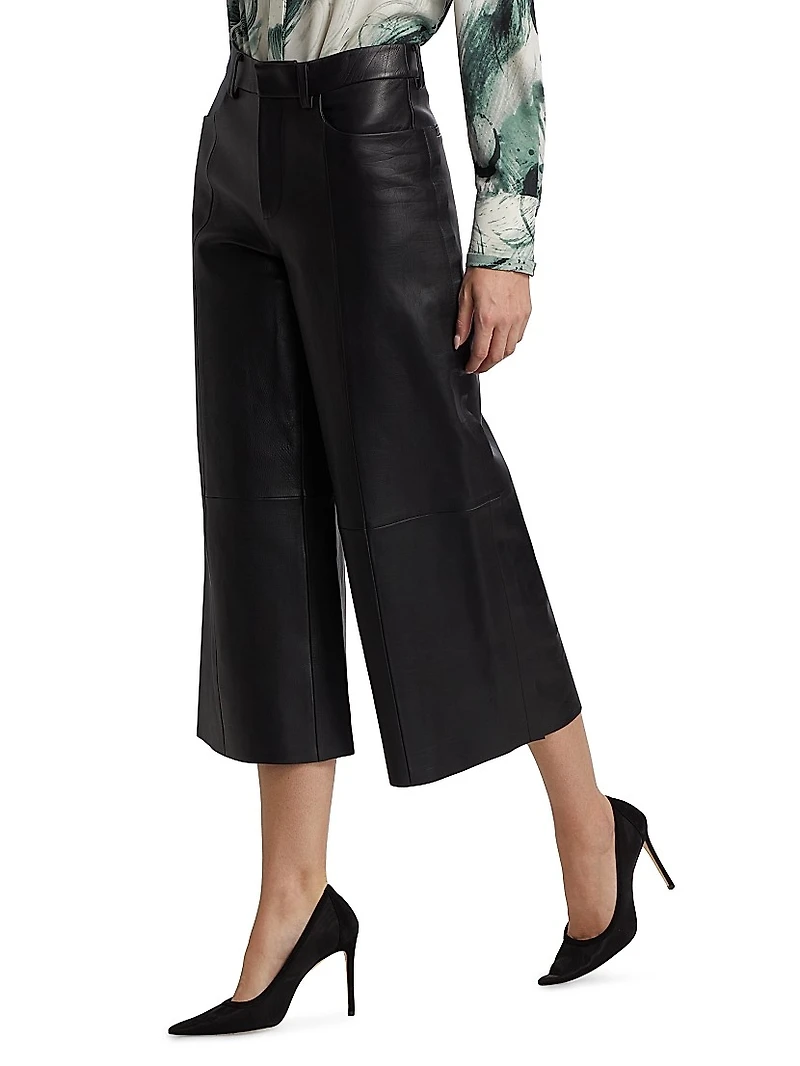 Leather High-Rise Crop Pants