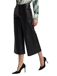 Leather High-Rise Crop Pants
