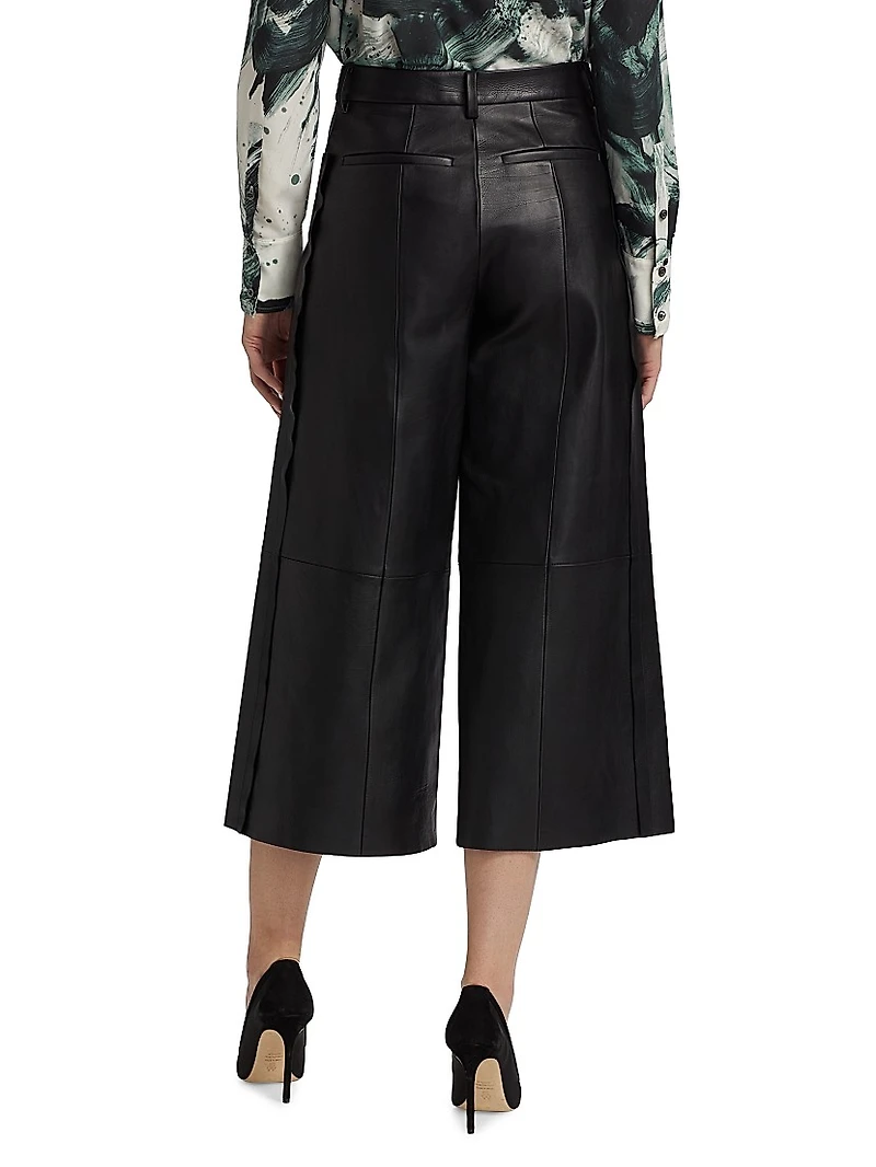 Leather High-Rise Crop Pants