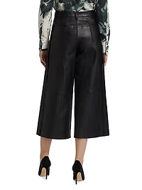 Leather High-Rise Crop Pants