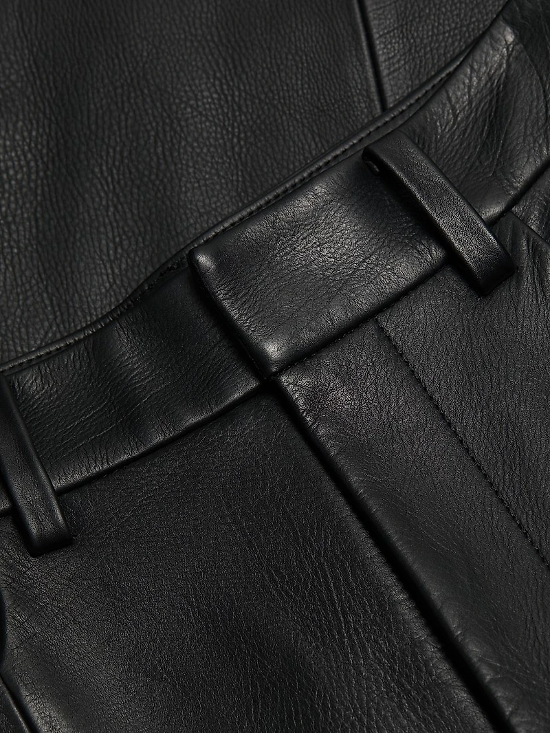 Leather High-Rise Crop Pants