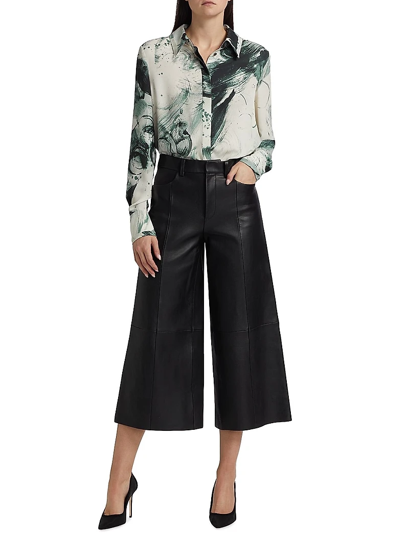 Leather High-Rise Crop Pants