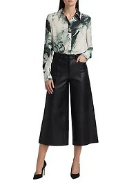 Leather High-Rise Crop Pants