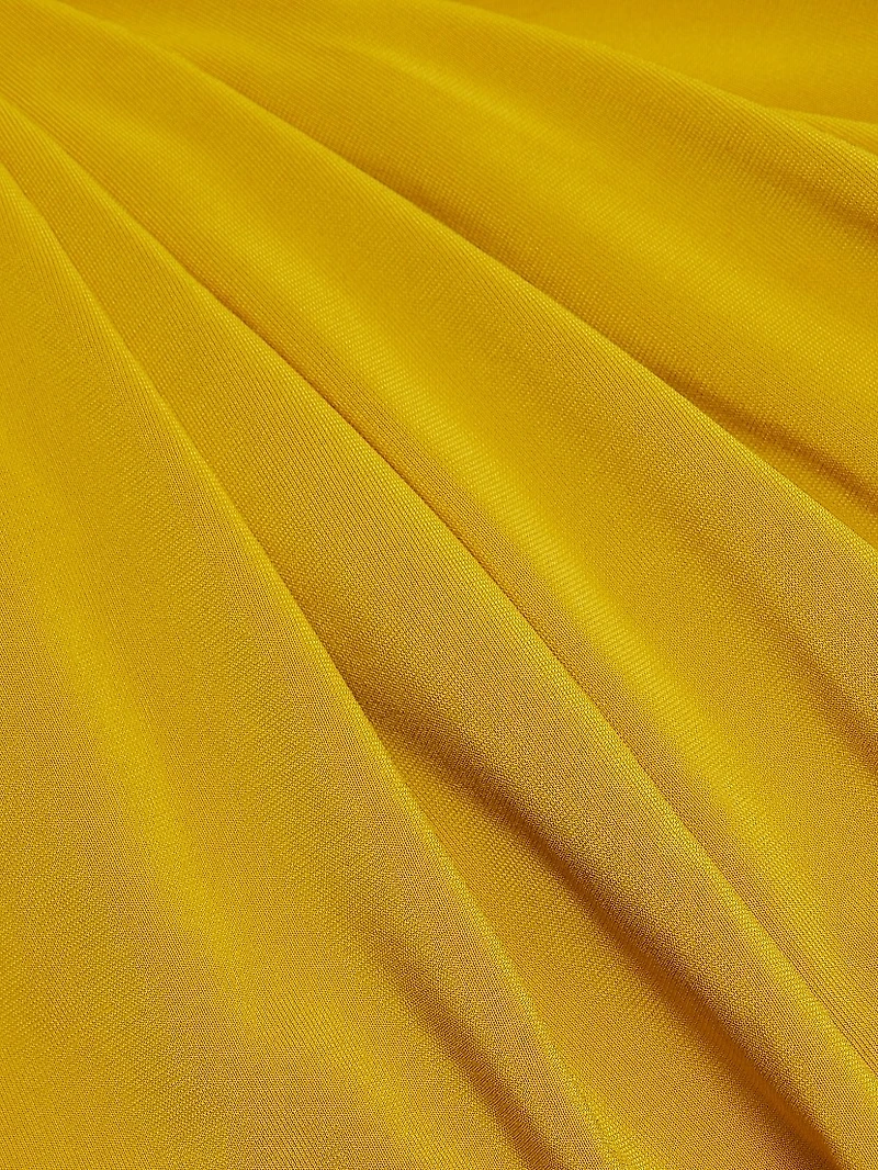 Jersey Gathered Long-Sleeve A-Line Gown