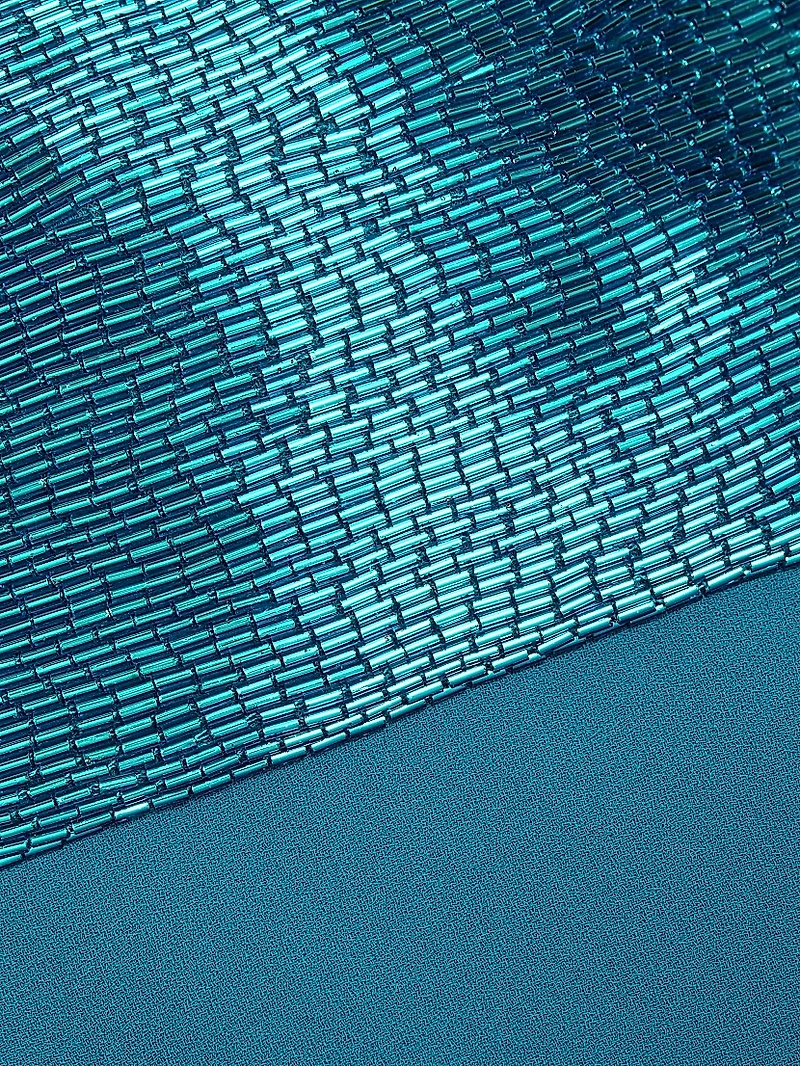 Sequined-Waist Short-Sleeve Gown