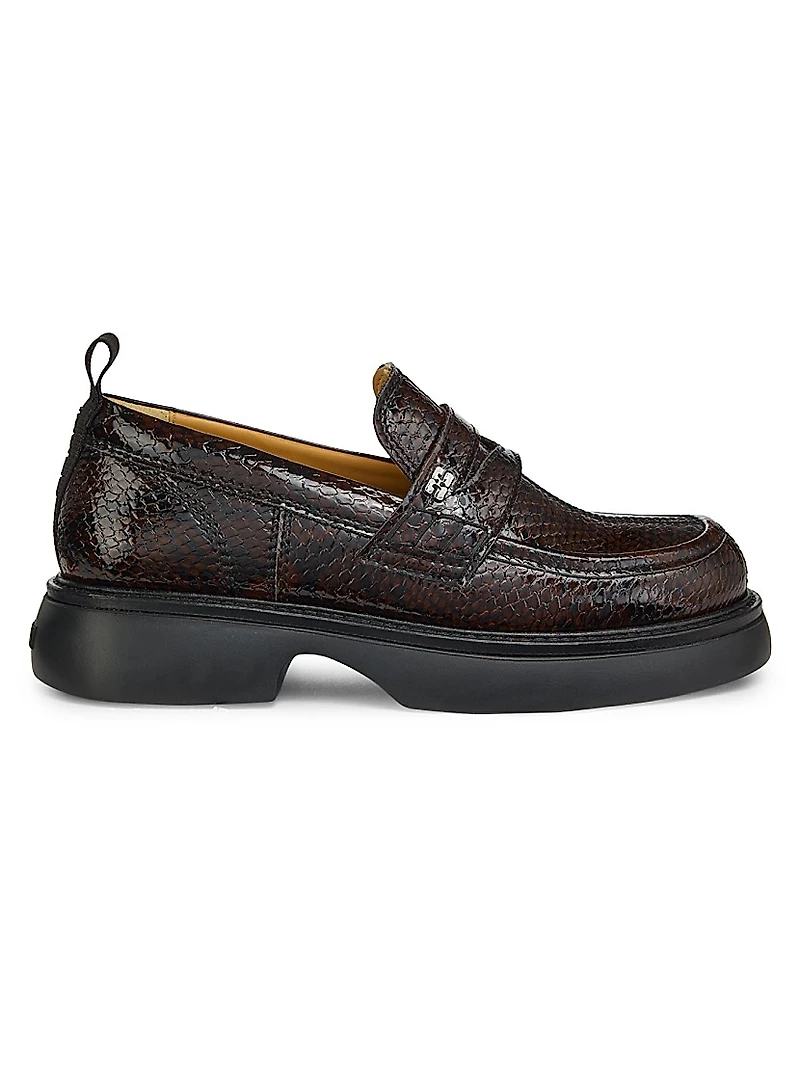 Everyday Snake-Embossed Loafers