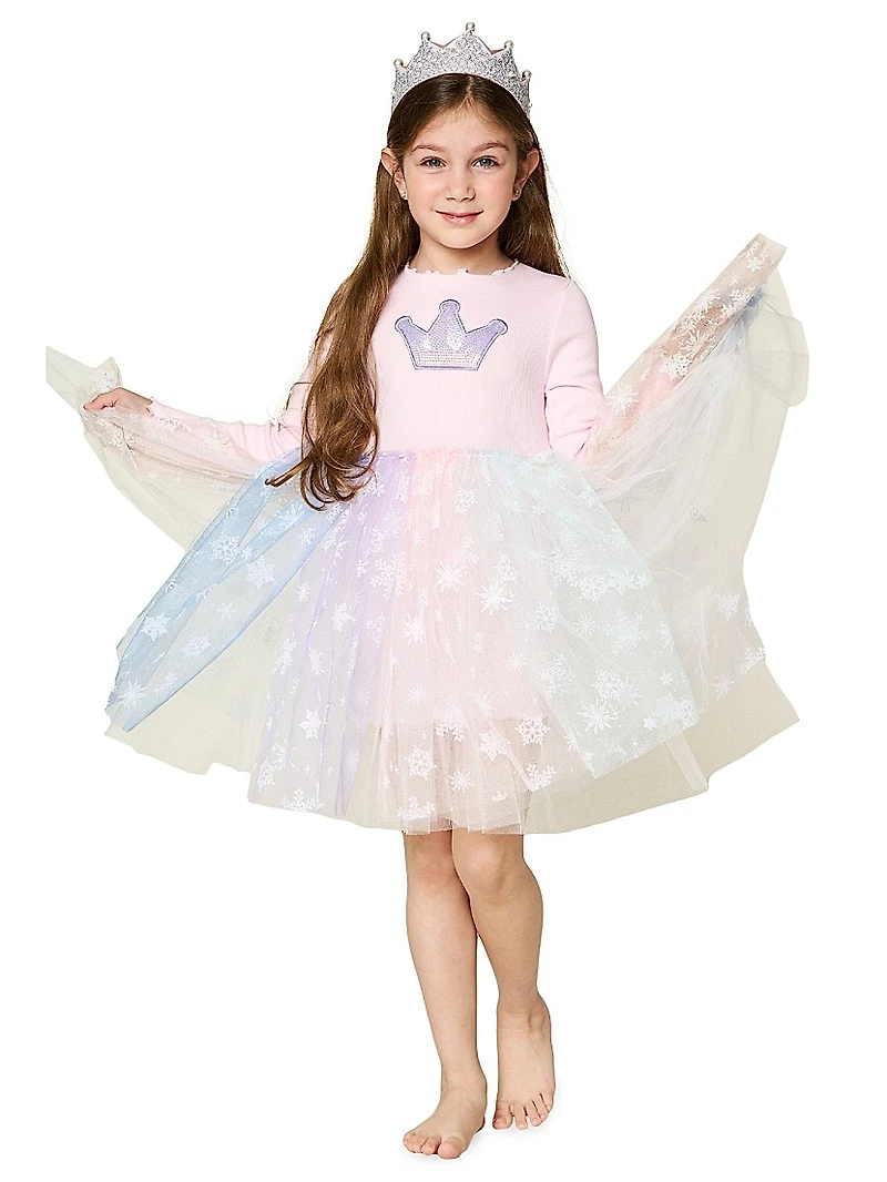 Baby Girl's, Little Girl's & Crown-Embellished Rainbow Tutu Dress