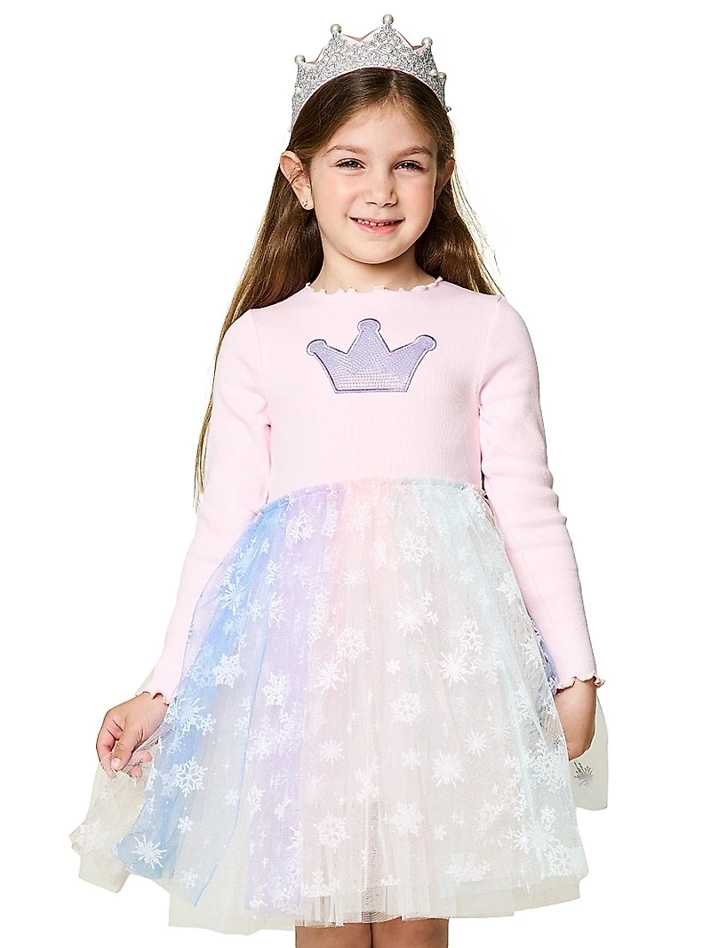 Baby Girl's, Little Girl's & Crown-Embellished Rainbow Tutu Dress