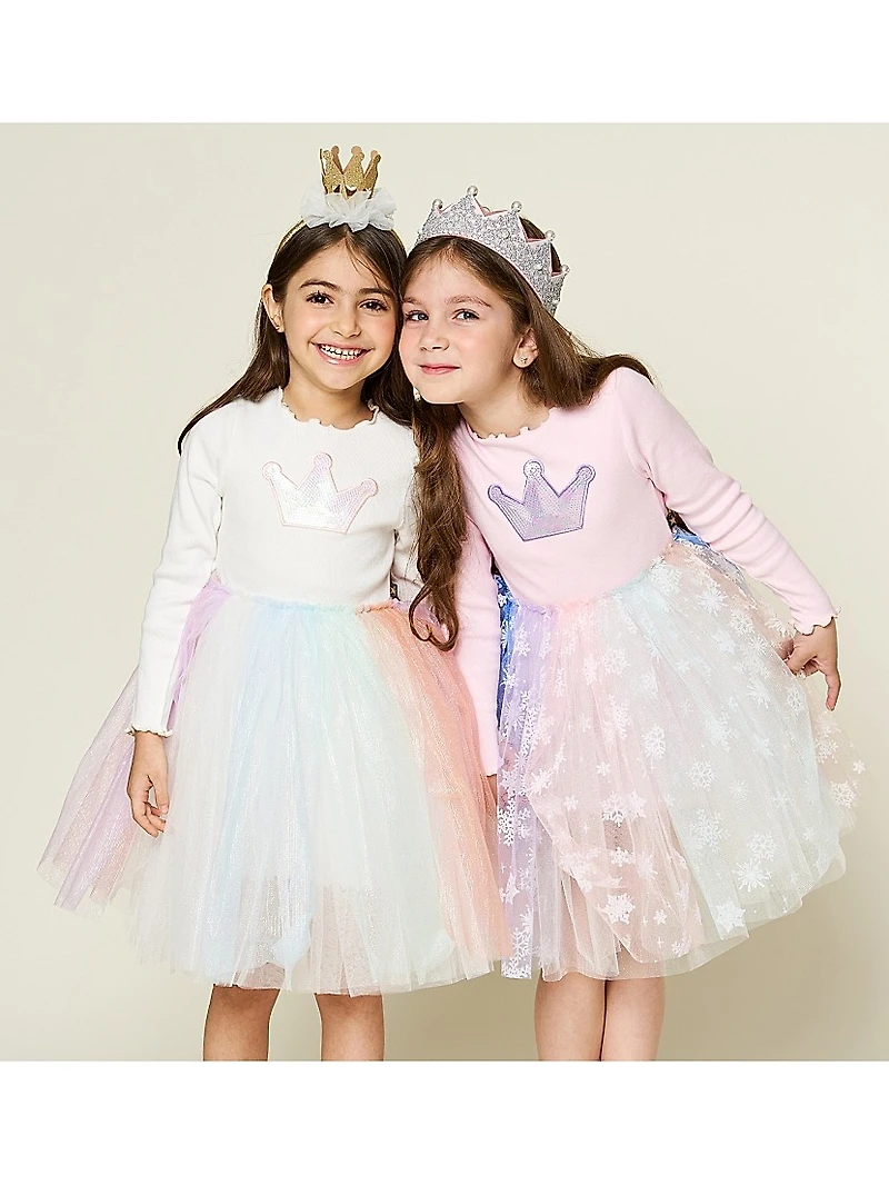 Baby Girl's, Little Girl's & Crown-Embellished Rainbow Tutu Dress