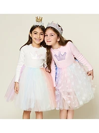 Baby Girl's, Little Girl's & Crown-Embellished Rainbow Tutu Dress