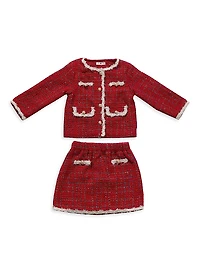 Little Girl's & 2-Piece Metallic Tweed Jacket Skirt Set