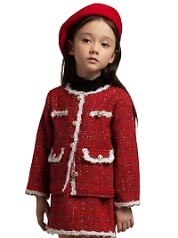 Little Girl's & 2-Piece Metallic Tweed Jacket Skirt Set