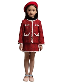 Little Girl's & 2-Piece Metallic Tweed Jacket Skirt Set