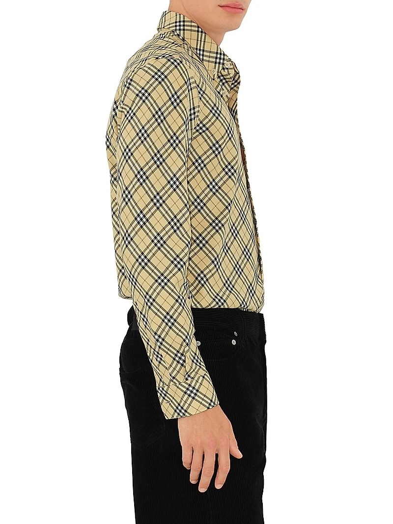 Check Cotton Button-Down Shirt