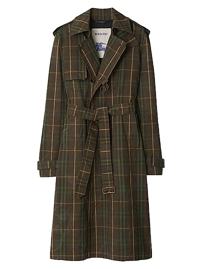 Check Cotton Trench Coat