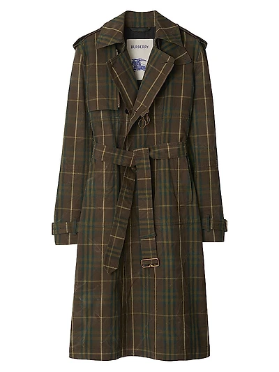 Check Cotton Trench Coat