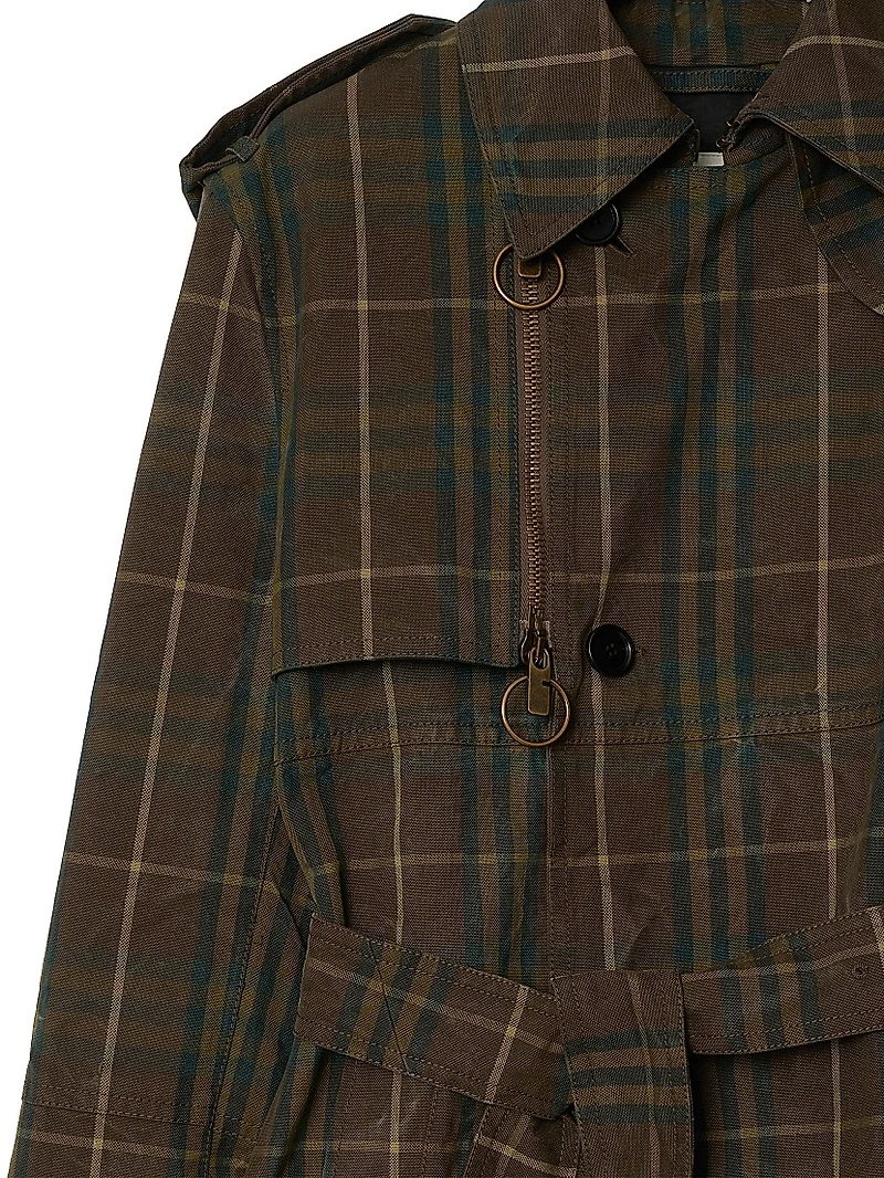 Check Cotton Trench Coat