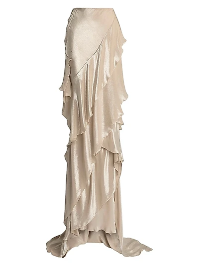 Neeva Metallic Ruffle Maxi Skirt