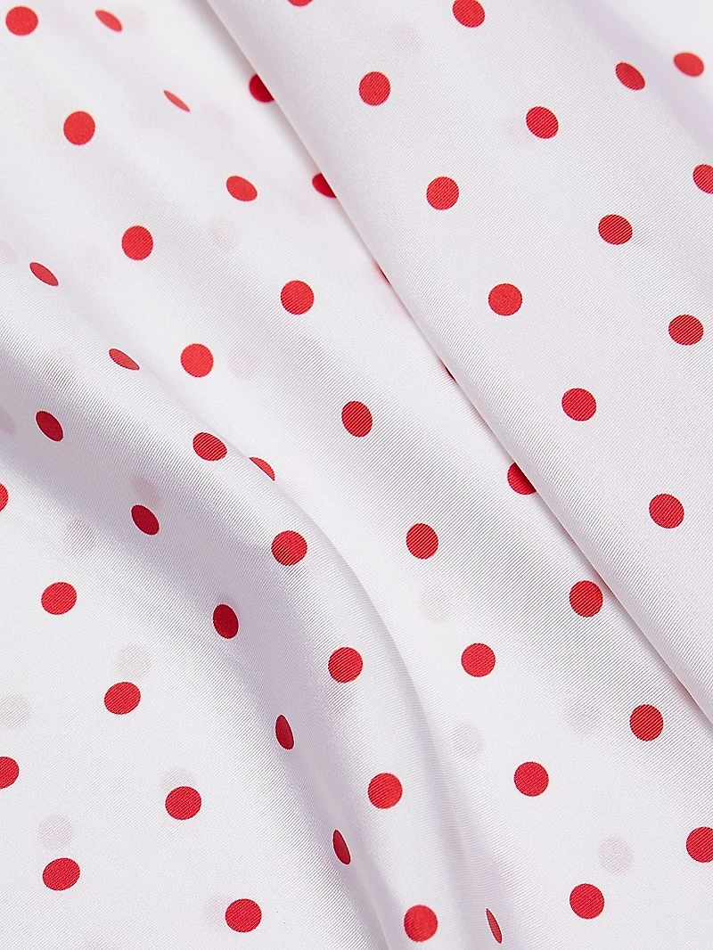Polka Dot Silk Bias-Cut Sleeveless Maxi Dress