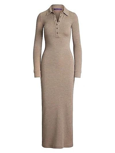 Melange Wool Polo Midi-Dress