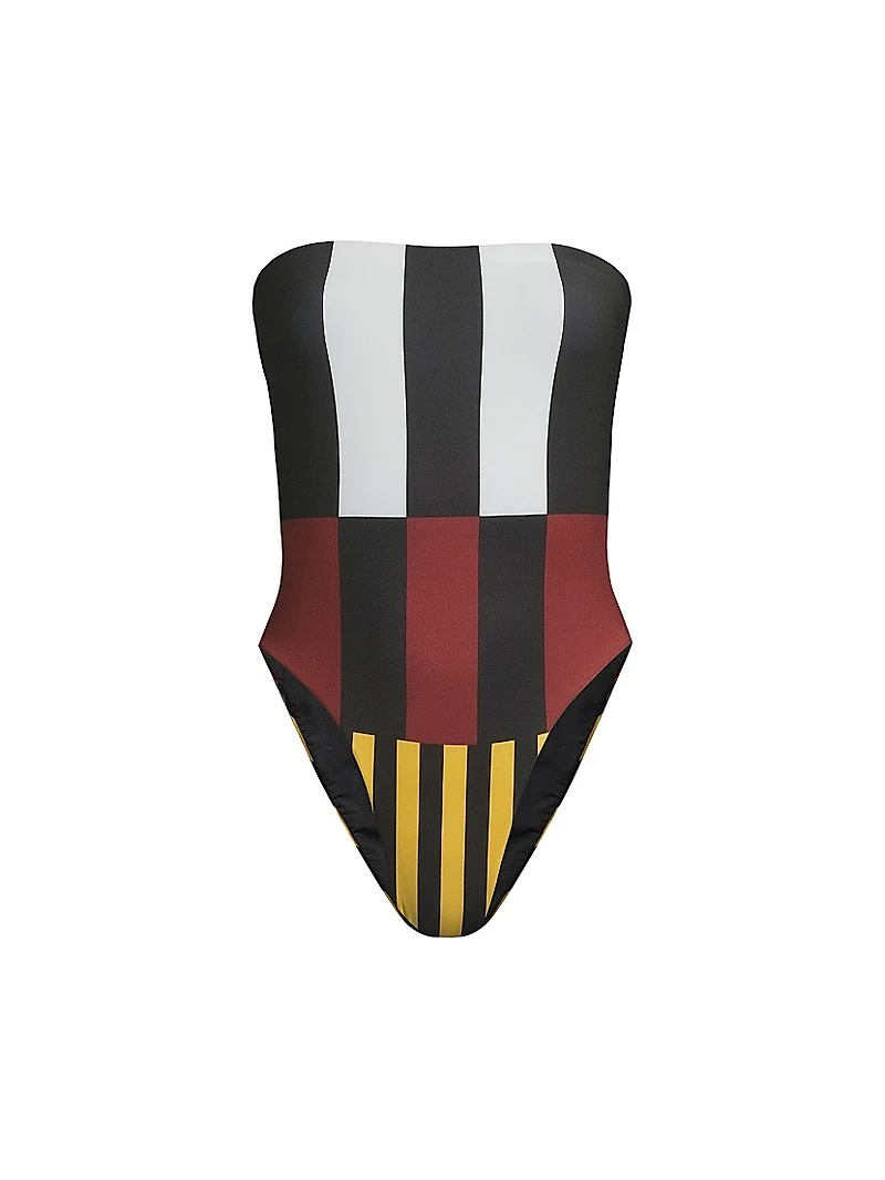 Lore Abstract Off-The-Shoulder One-Piece Swimsuit