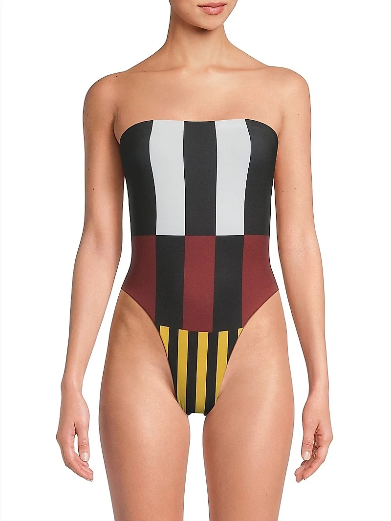 Lore Abstract Off-The-Shoulder One-Piece Swimsuit