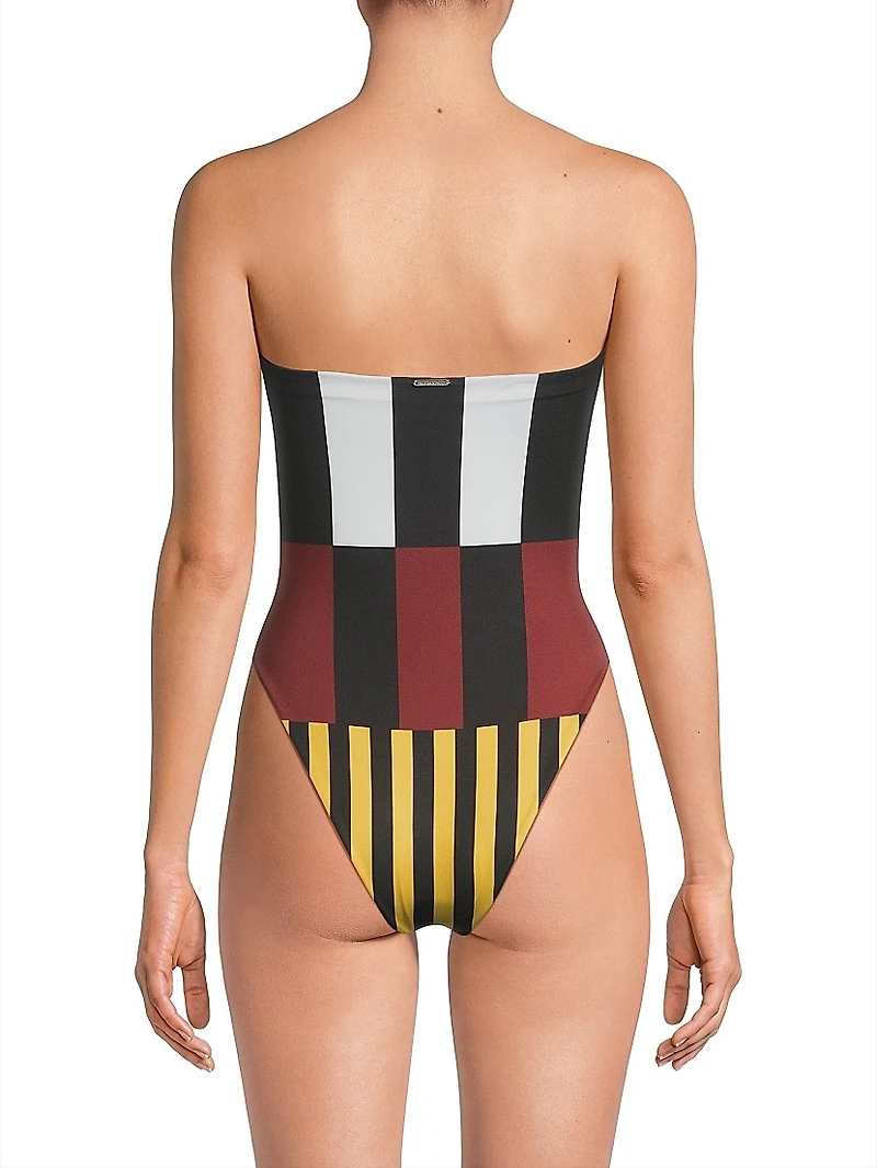 Lore Abstract Off-The-Shoulder One-Piece Swimsuit