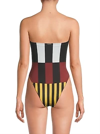 Lore Abstract Off-The-Shoulder One-Piece Swimsuit