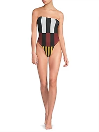 Lore Abstract Off-The-Shoulder One-Piece Swimsuit