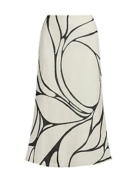 Fabiana Abstract Linen Midi-Skirt