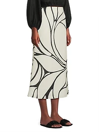 Fabiana Abstract Linen Midi-Skirt