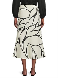 Fabiana Abstract Linen Midi-Skirt