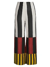 Toya Abstract Linen Wide-Leg Pants