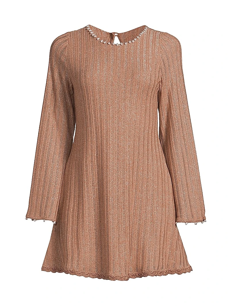 Time Dalia Metallic Ribbed Minidress