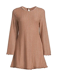 Time Dalia Metallic Ribbed Minidress