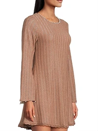 Time Dalia Metallic Ribbed Minidress