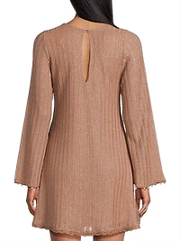 Time Dalia Metallic Ribbed Minidress