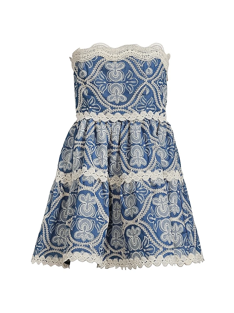 Time Adaline Embroidered Cotton Minidress
