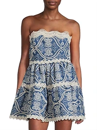 Time Adaline Embroidered Cotton Minidress