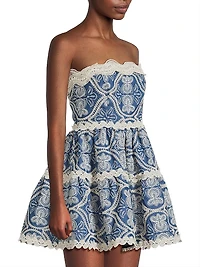 Time Adaline Embroidered Cotton Minidress