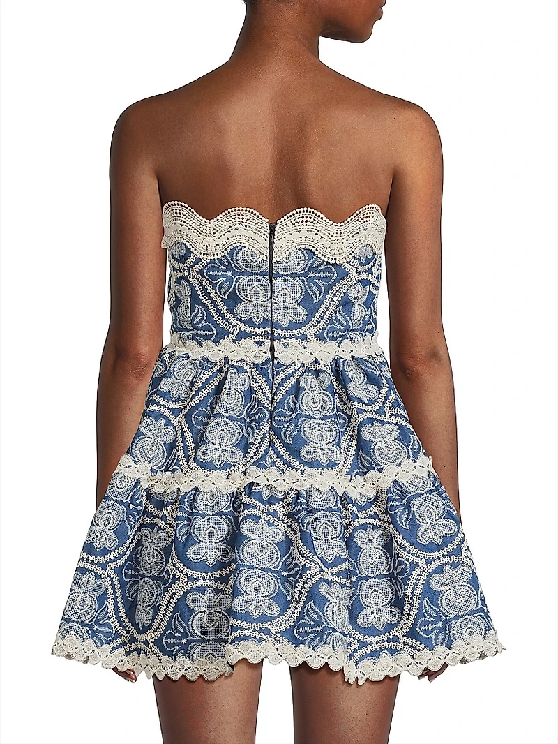 Time Adaline Embroidered Cotton Minidress