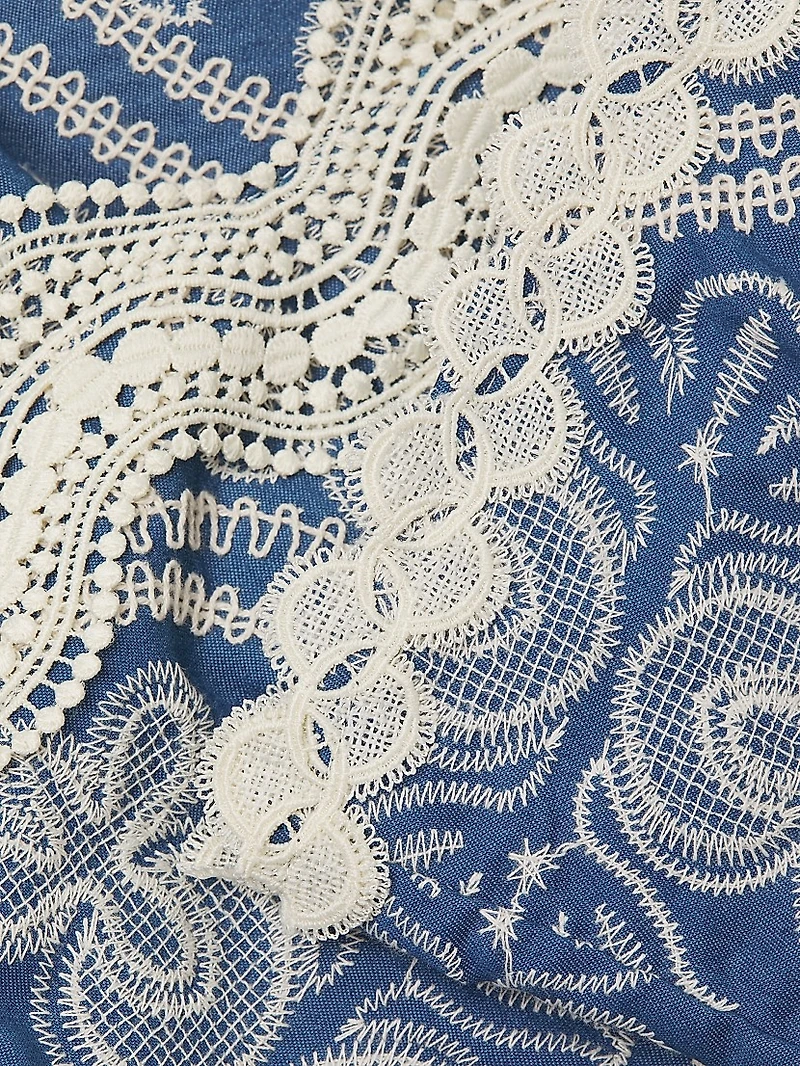 Time Adaline Embroidered Cotton Minidress