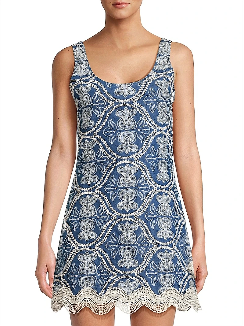 Time Willow Embroidered Cotton Minidress