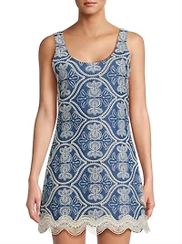 Time Willow Embroidered Cotton Minidress