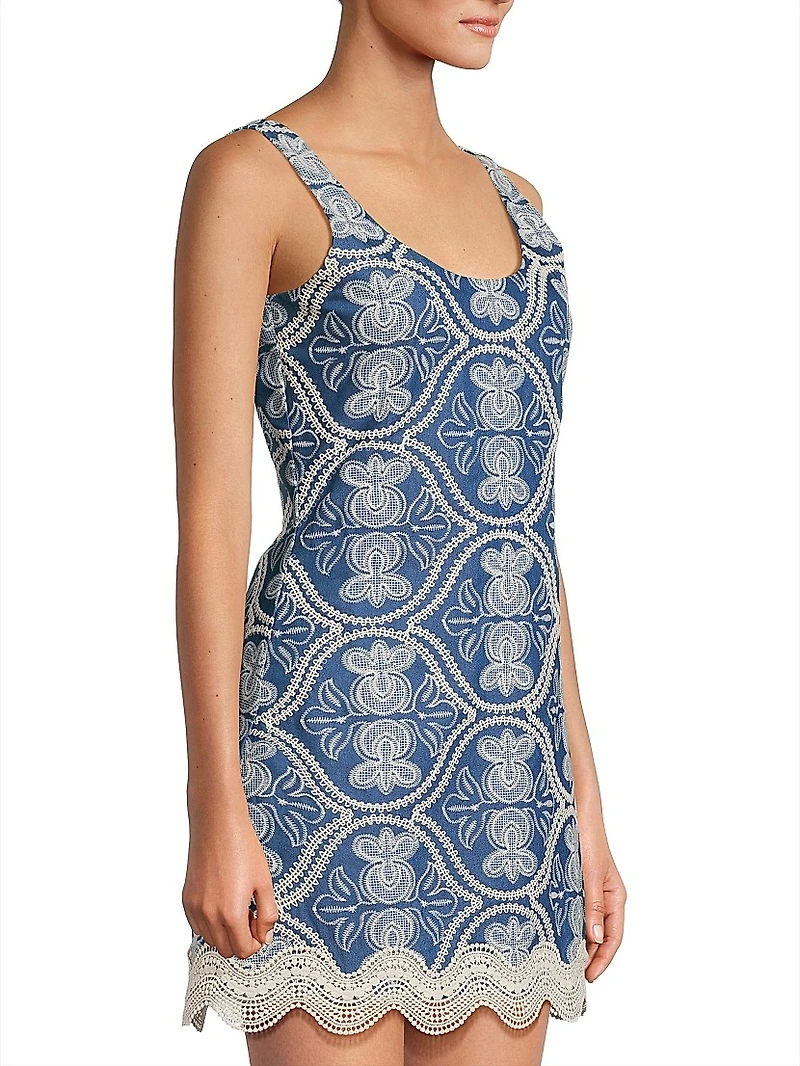 Time Willow Embroidered Cotton Minidress