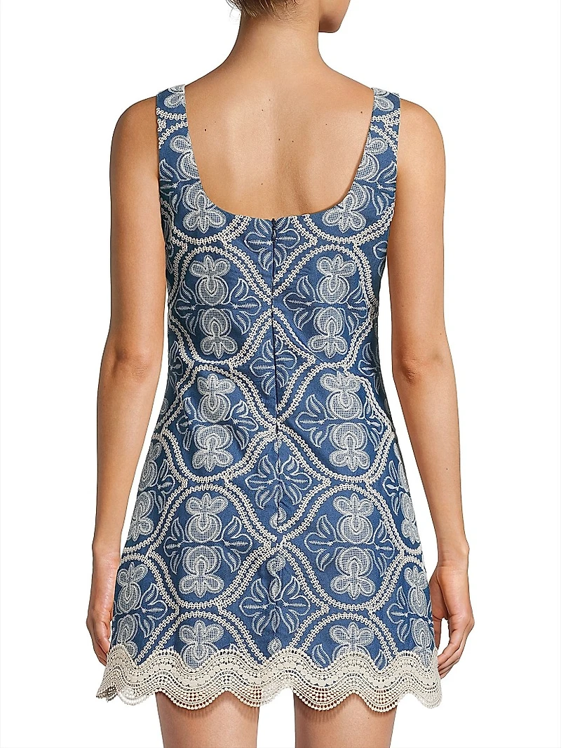 Time Willow Embroidered Cotton Minidress