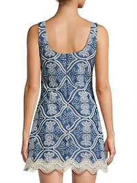 Time Willow Embroidered Cotton Minidress