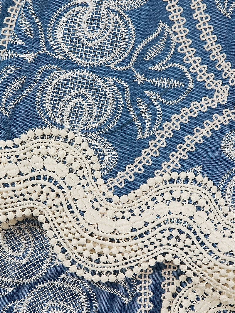 Time Willow Embroidered Cotton Minidress