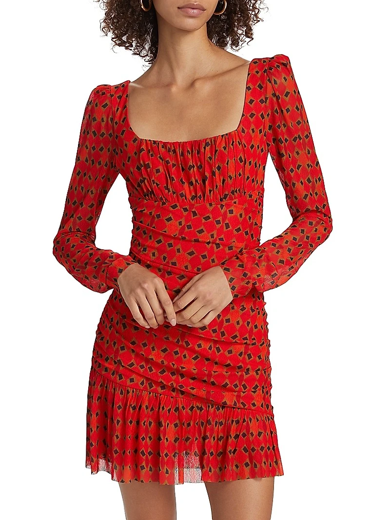 Krista Geometric Square-Neck Minidress